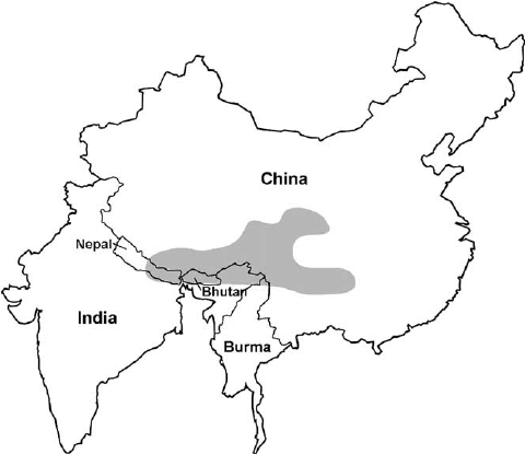 Geographic distribution of Ophiocordyceps sinensis